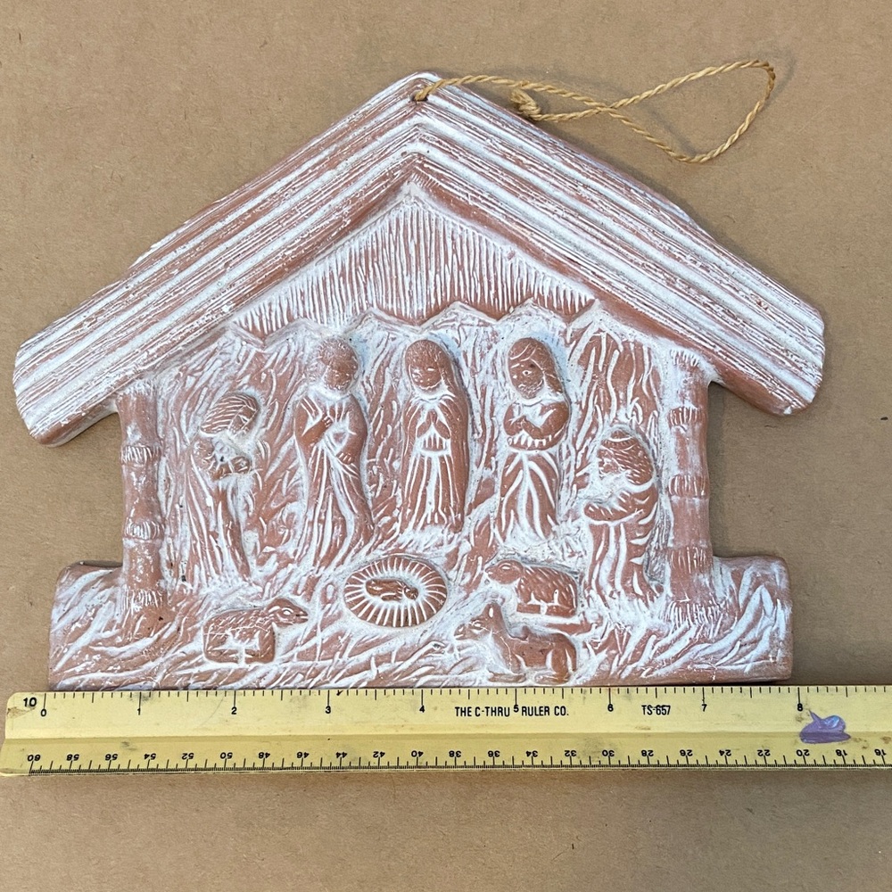 Peruvian Terracotta Nativity wall plaque-